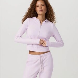 Vuori Lilac Breeze Heather Cropped Zip Hoodie